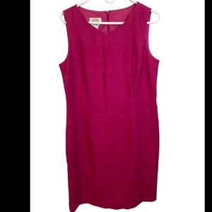 Talbots Sleeveless Below Knee Magenta Women’s Dress w/slip and zipper Size 14